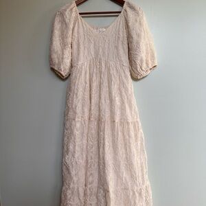Bohme Cream Lace Midi Dress
